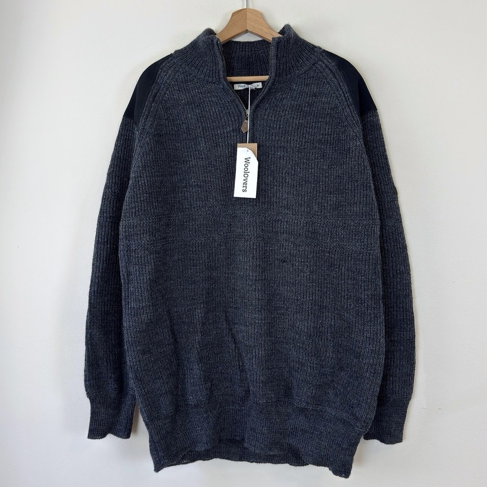 Vintage Men's Woolovers Grey Quarter Zip NWT Wool Collared Grey Sweater - XL